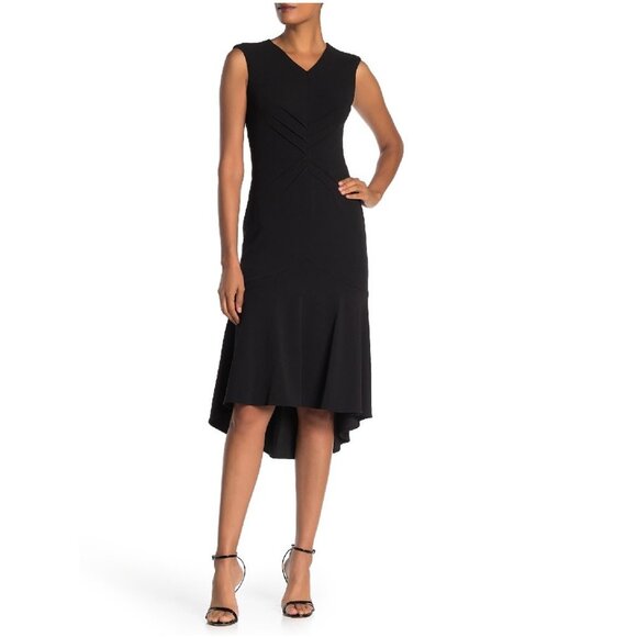 Calvin Klein V-Neck Tuck Waist Midi Dress